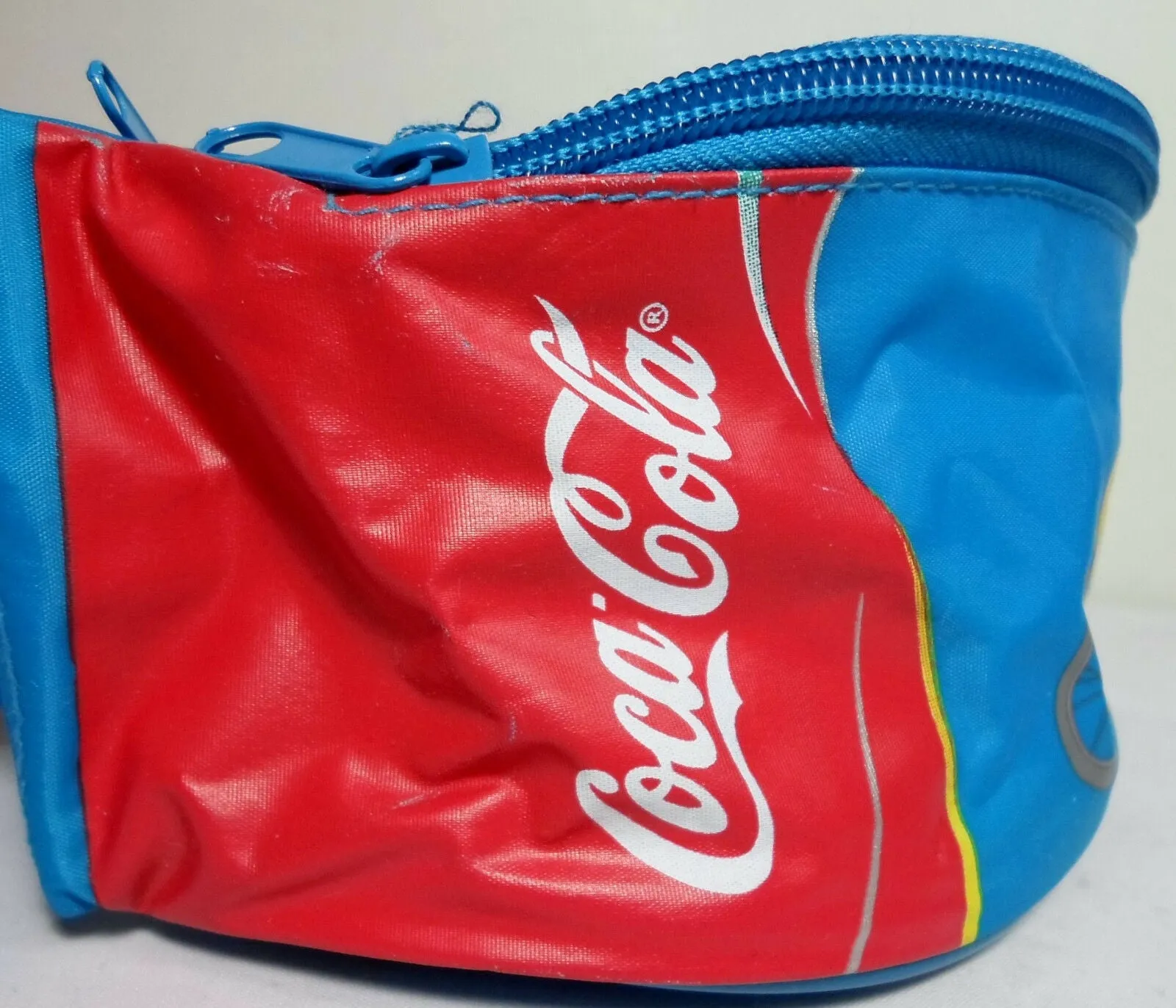 2004 Olympics Athens Retro Coca Cola Fanny Pack 6'' Official Athena Banana Bum Bag Blue Waist Hip Pouch