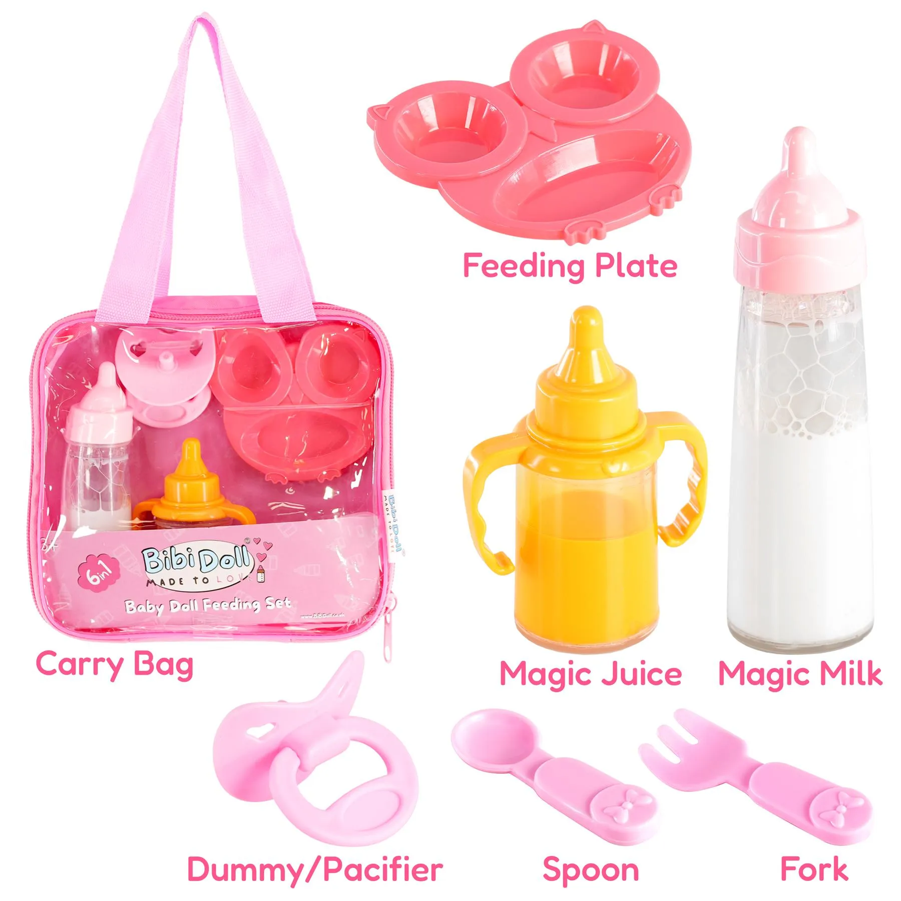 6 in 1 Doll Feeding Set Magic Milk Bottle