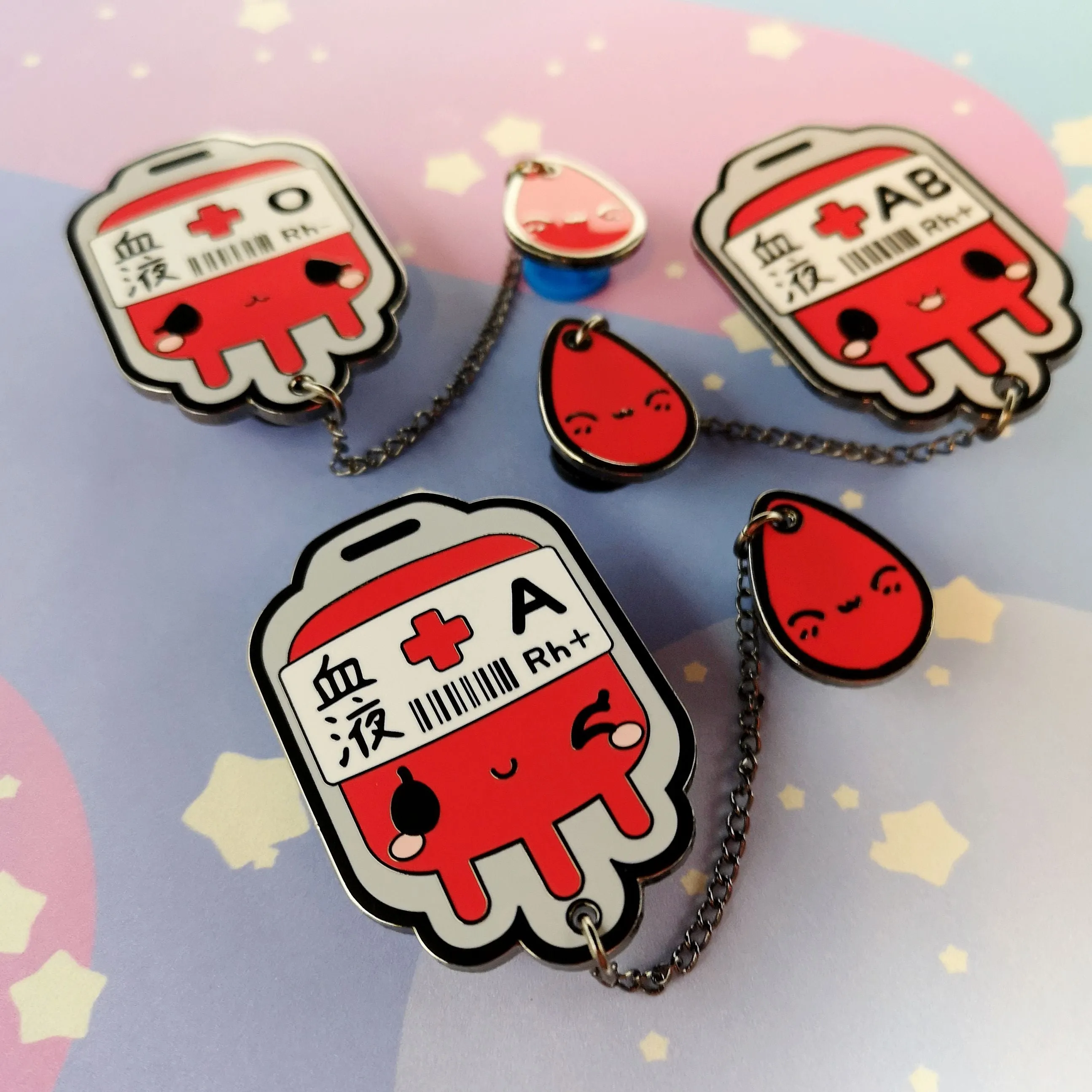 AB  Positive Blood Bag-- Hard Enamel Collar Pin -- Kawaii Medical Pins Series