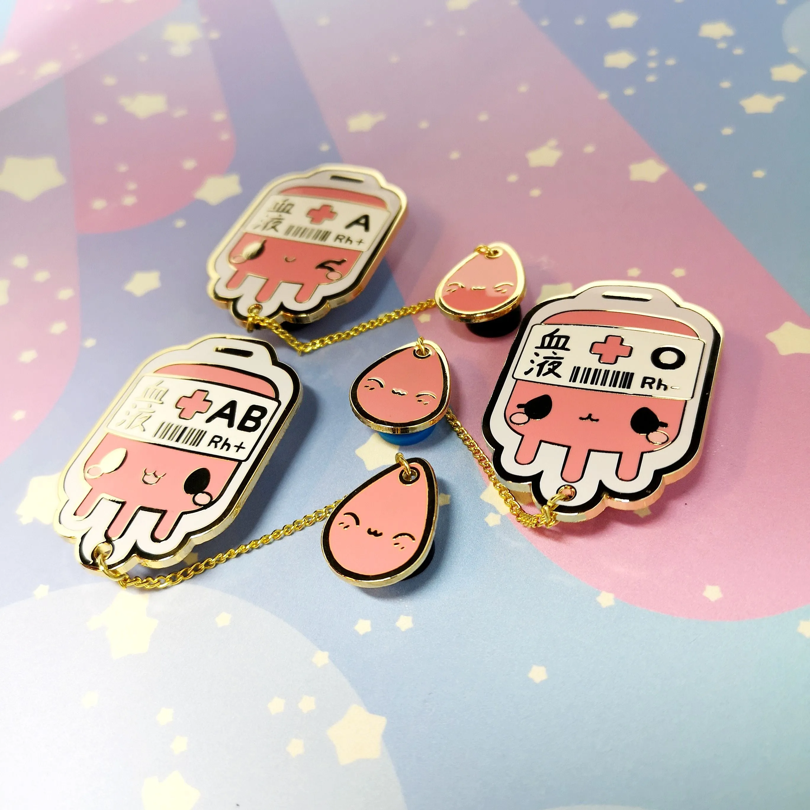 AB  Positive Blood Bag-- Hard Enamel Collar Pin -- Kawaii Medical Pins Series