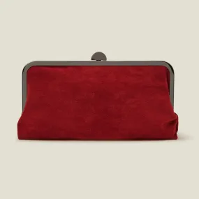 Accessorize London Women's Red Suedette Clip Frame Clutch