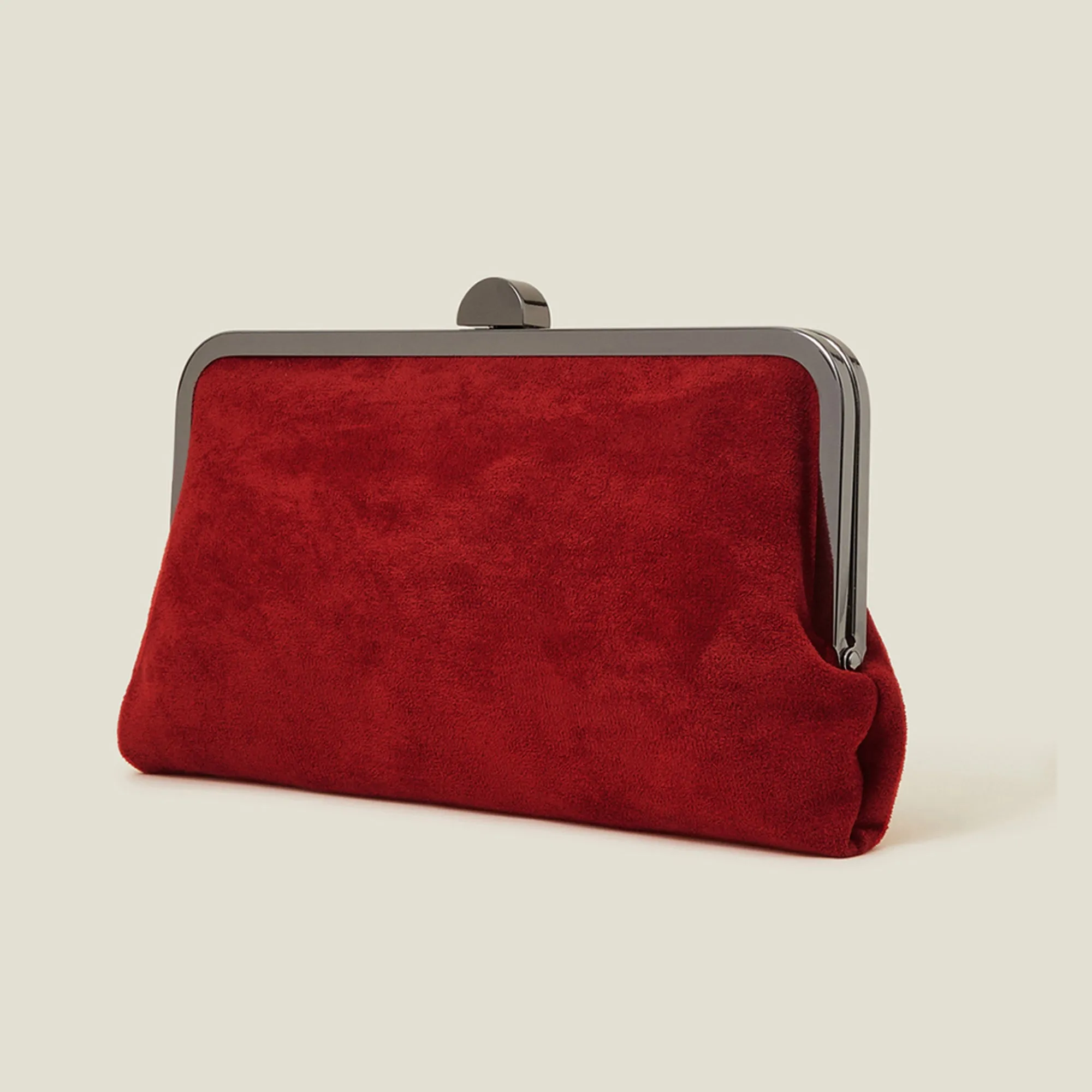 Accessorize London Women's Red Suedette Clip Frame Clutch