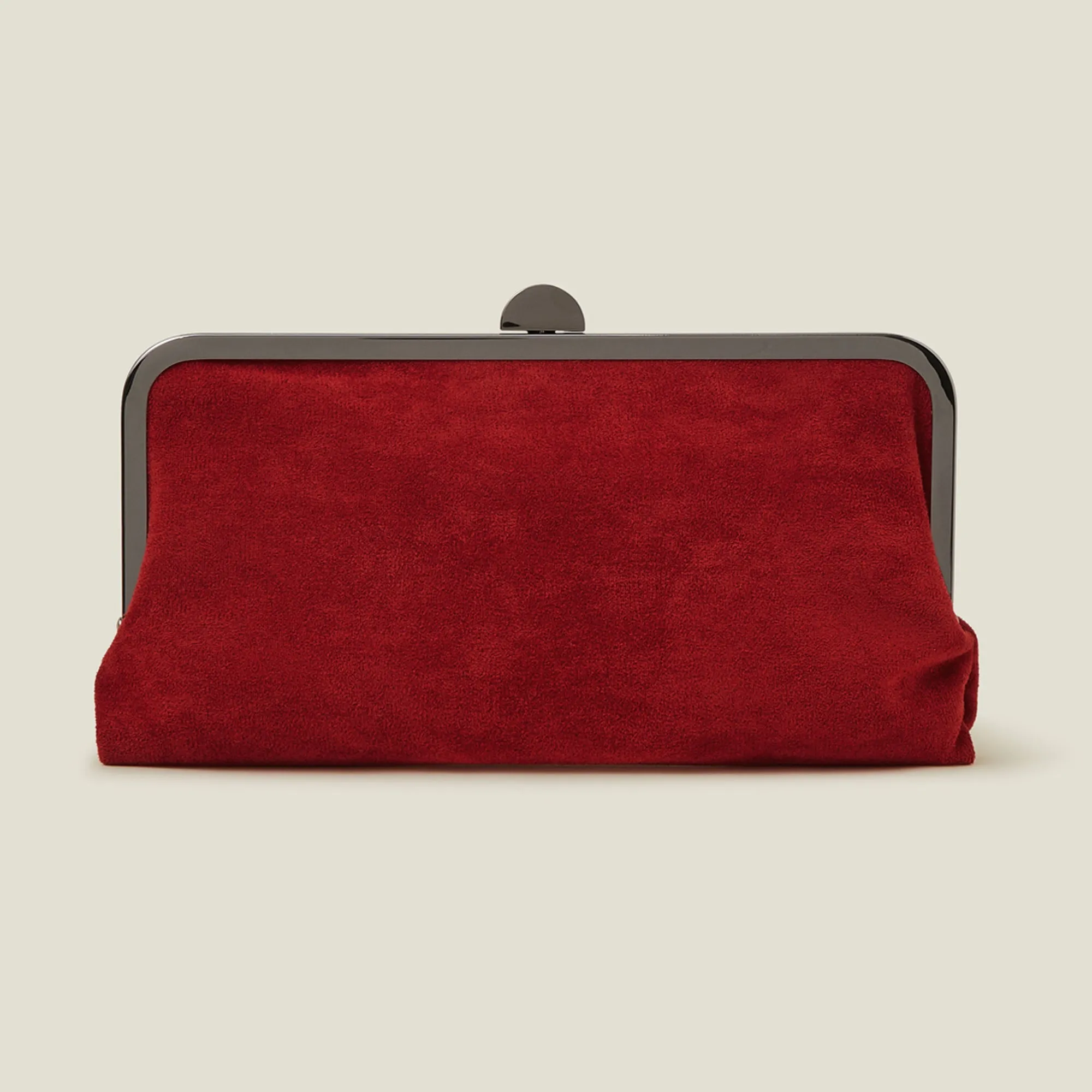 Accessorize London Women's Red Suedette Clip Frame Clutch