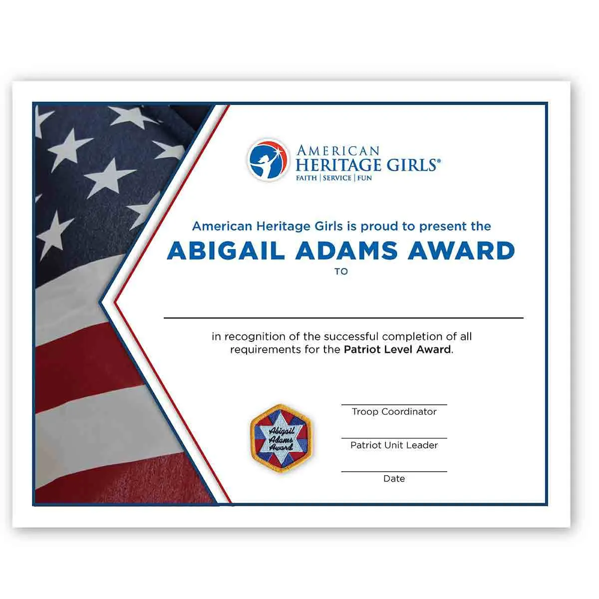 AHG Level Award Certificates – Patriotic Designs