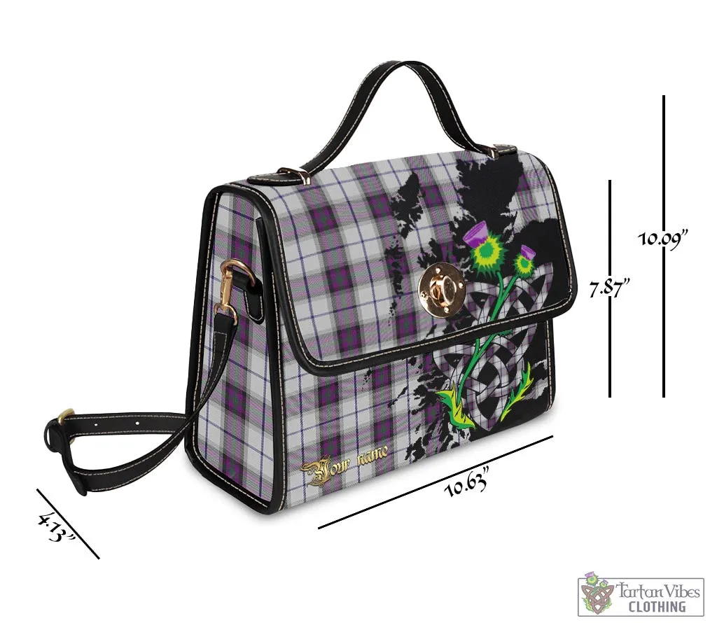 Alexander of Menstry Dress Tartan Waterproof Canvas Bag with Scotland Map and Thistle Celtic Accents