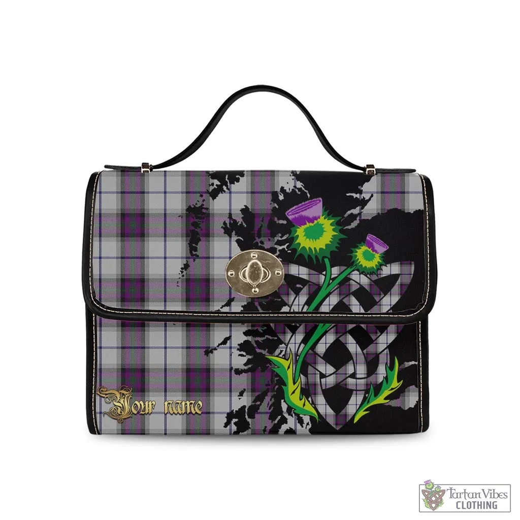 Alexander of Menstry Dress Tartan Waterproof Canvas Bag with Scotland Map and Thistle Celtic Accents