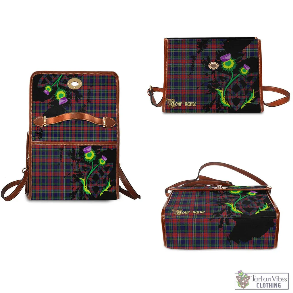 Allison Red Tartan Waterproof Canvas Bag with Scotland Map and Thistle Celtic Accents