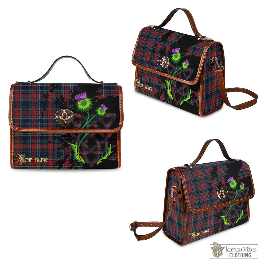 Allison Red Tartan Waterproof Canvas Bag with Scotland Map and Thistle Celtic Accents