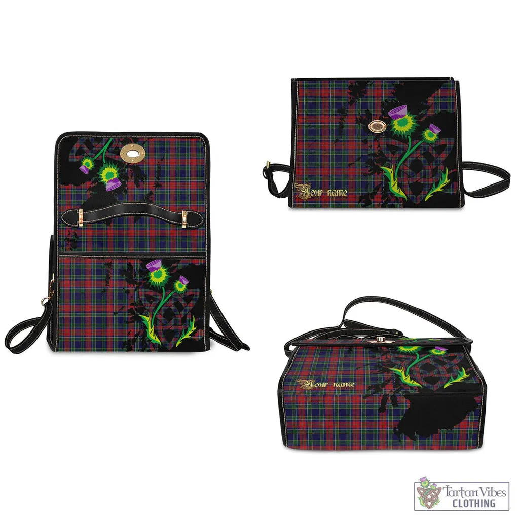 Allison Red Tartan Waterproof Canvas Bag with Scotland Map and Thistle Celtic Accents