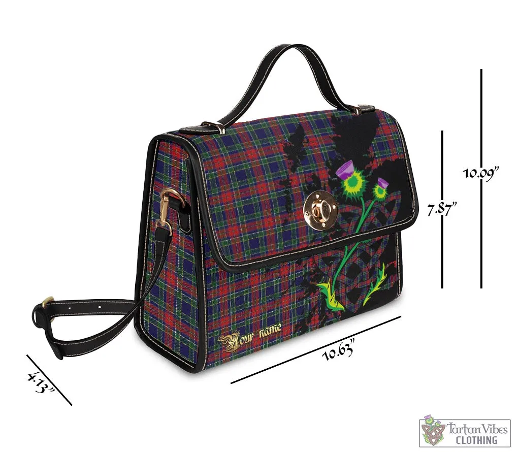 Allison Red Tartan Waterproof Canvas Bag with Scotland Map and Thistle Celtic Accents