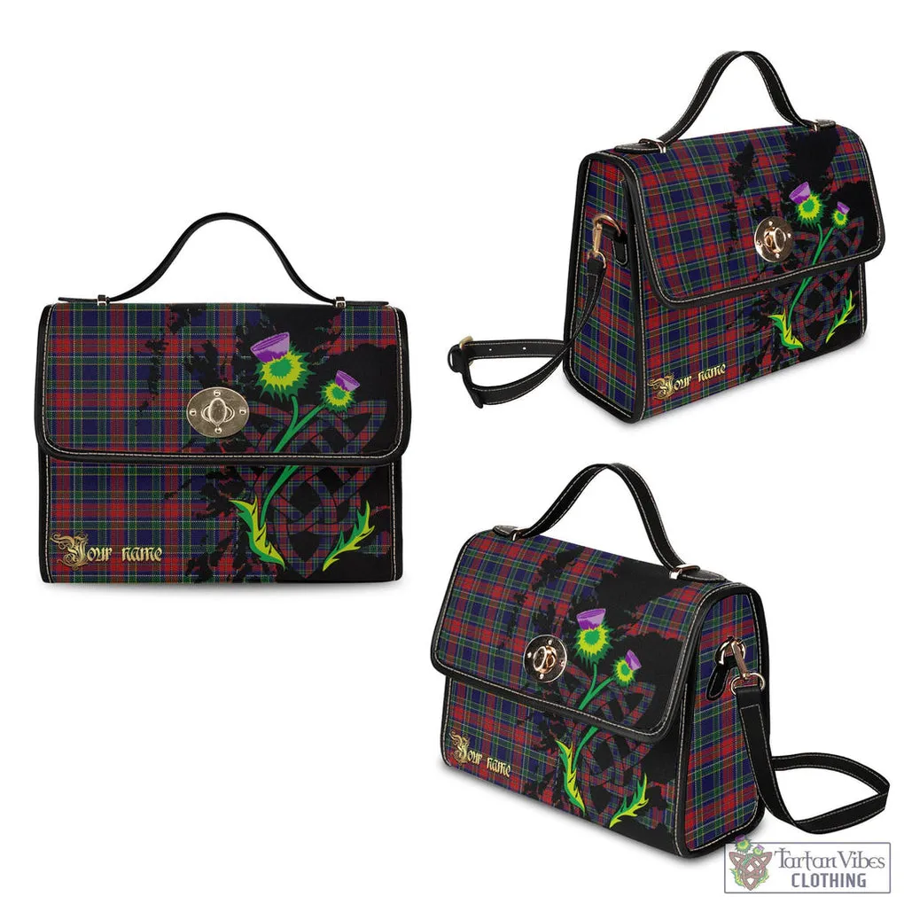 Allison Red Tartan Waterproof Canvas Bag with Scotland Map and Thistle Celtic Accents