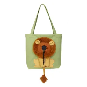 AnyWags Cat Handbag 40cm Light Green 3D Lion Soft Collar Pets Carrier Luggage Small Dog Travel Tote Bag With Pet Canvas