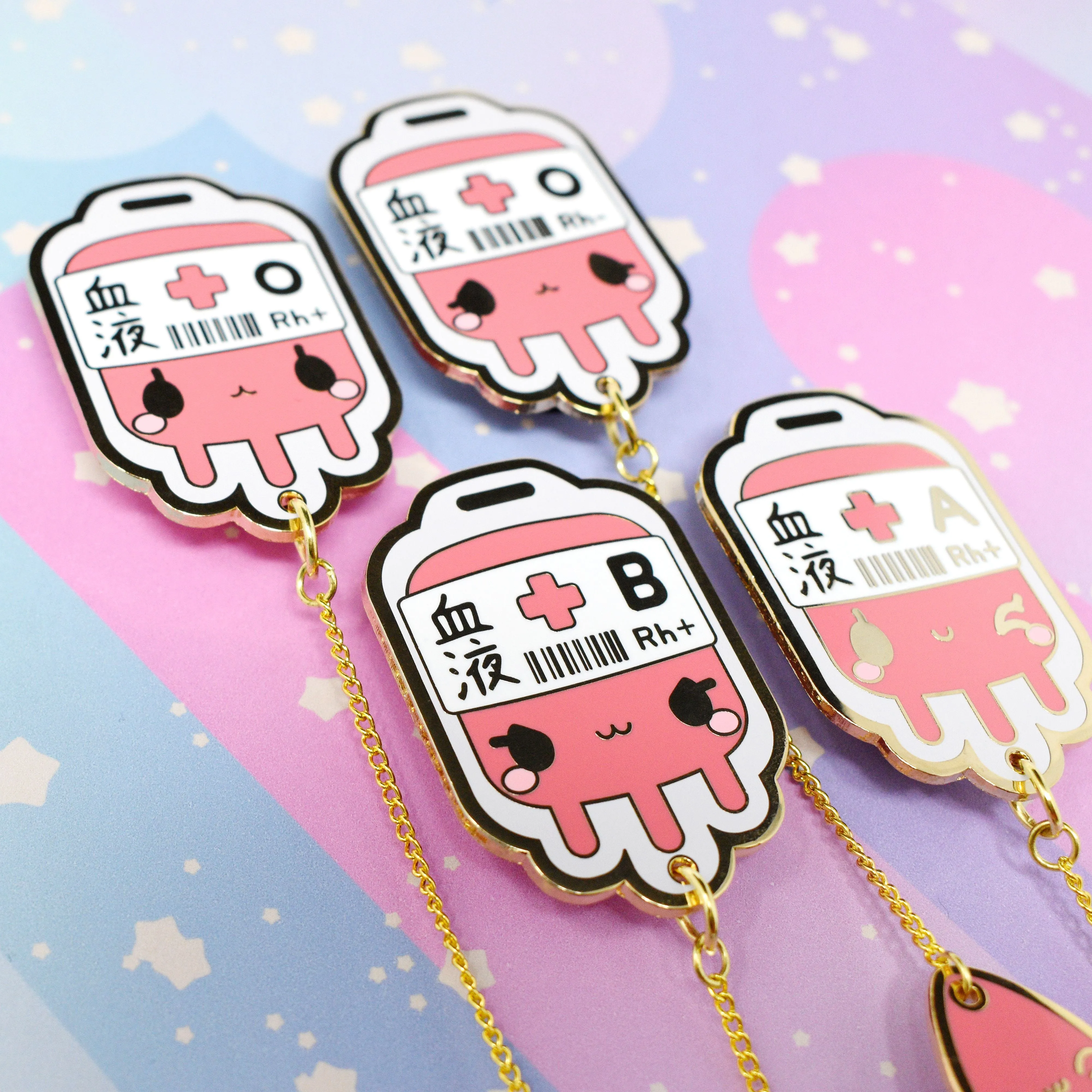 B  Positive Blood Bag-- Hard Enamel Collar Pin -- Kawaii Medical Pins Series