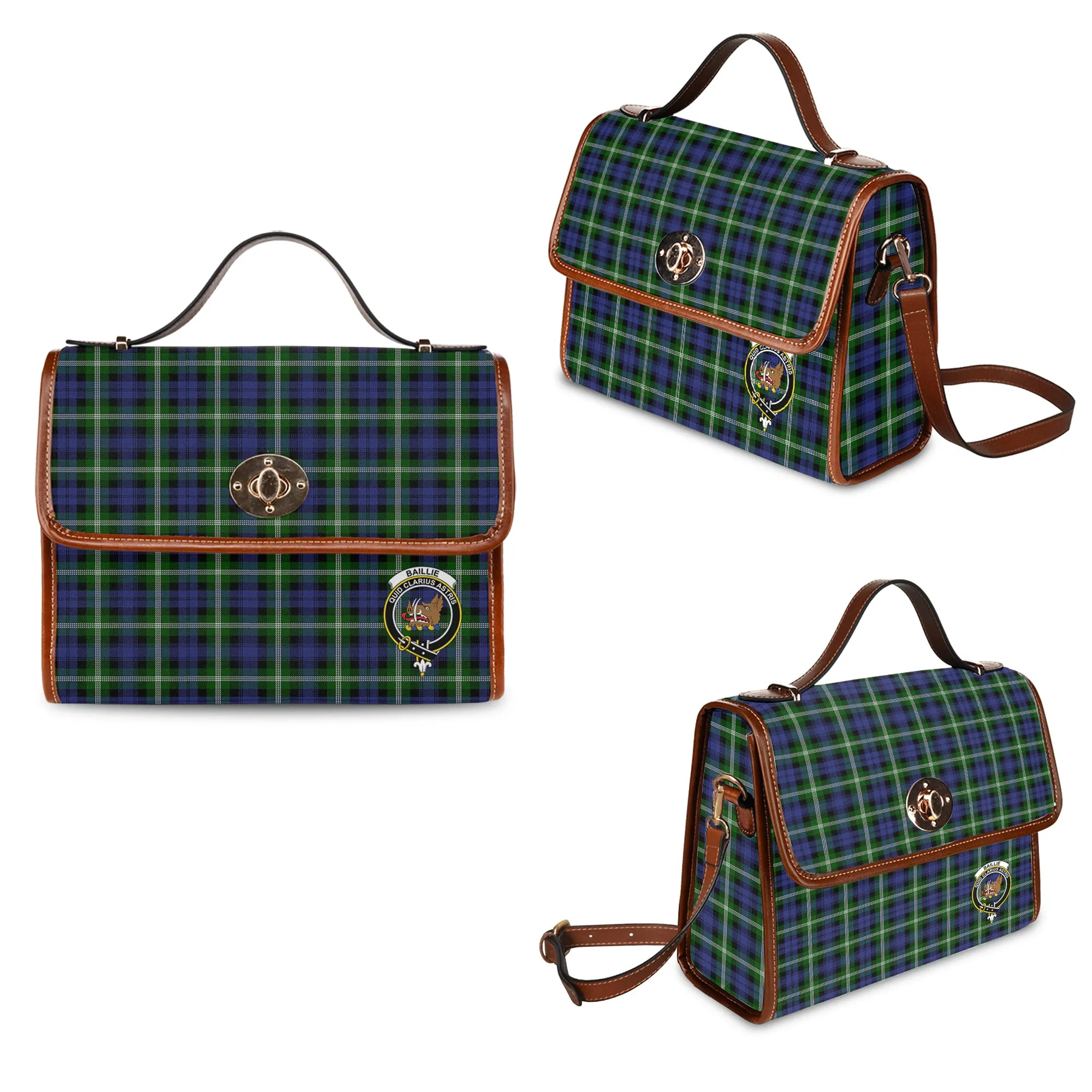 Baillie (Bailey) Tartan Waterproof Canvas Bag with Family Crest