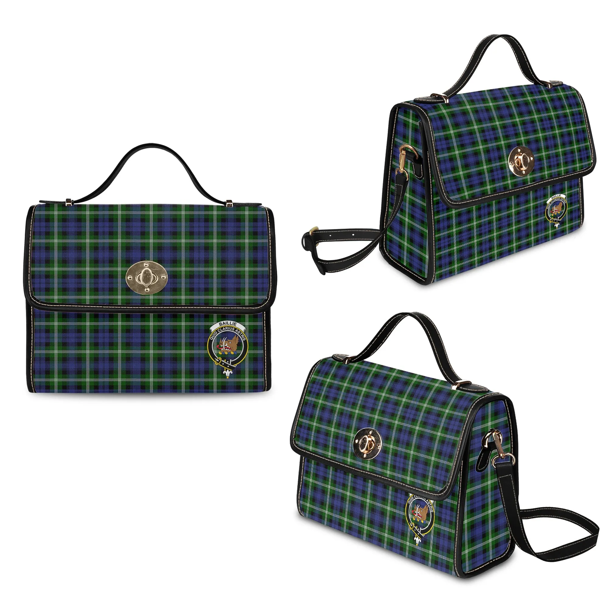 Baillie (Bailey) Tartan Waterproof Canvas Bag with Family Crest