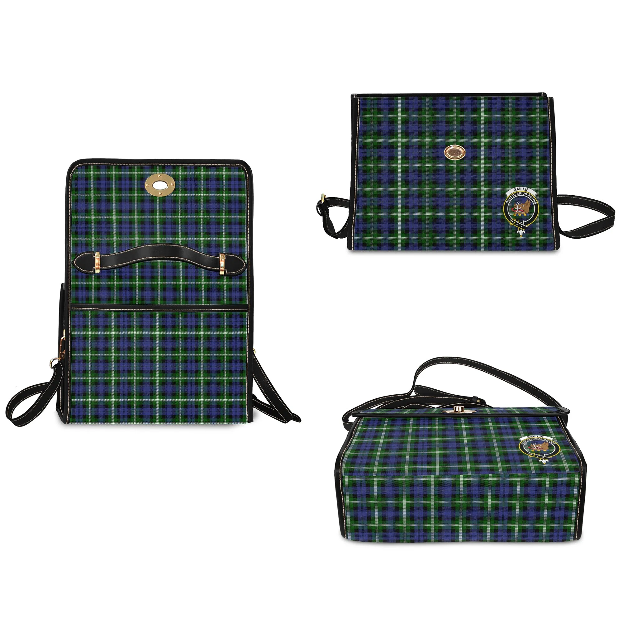 Baillie (Bailey) Tartan Waterproof Canvas Bag with Family Crest