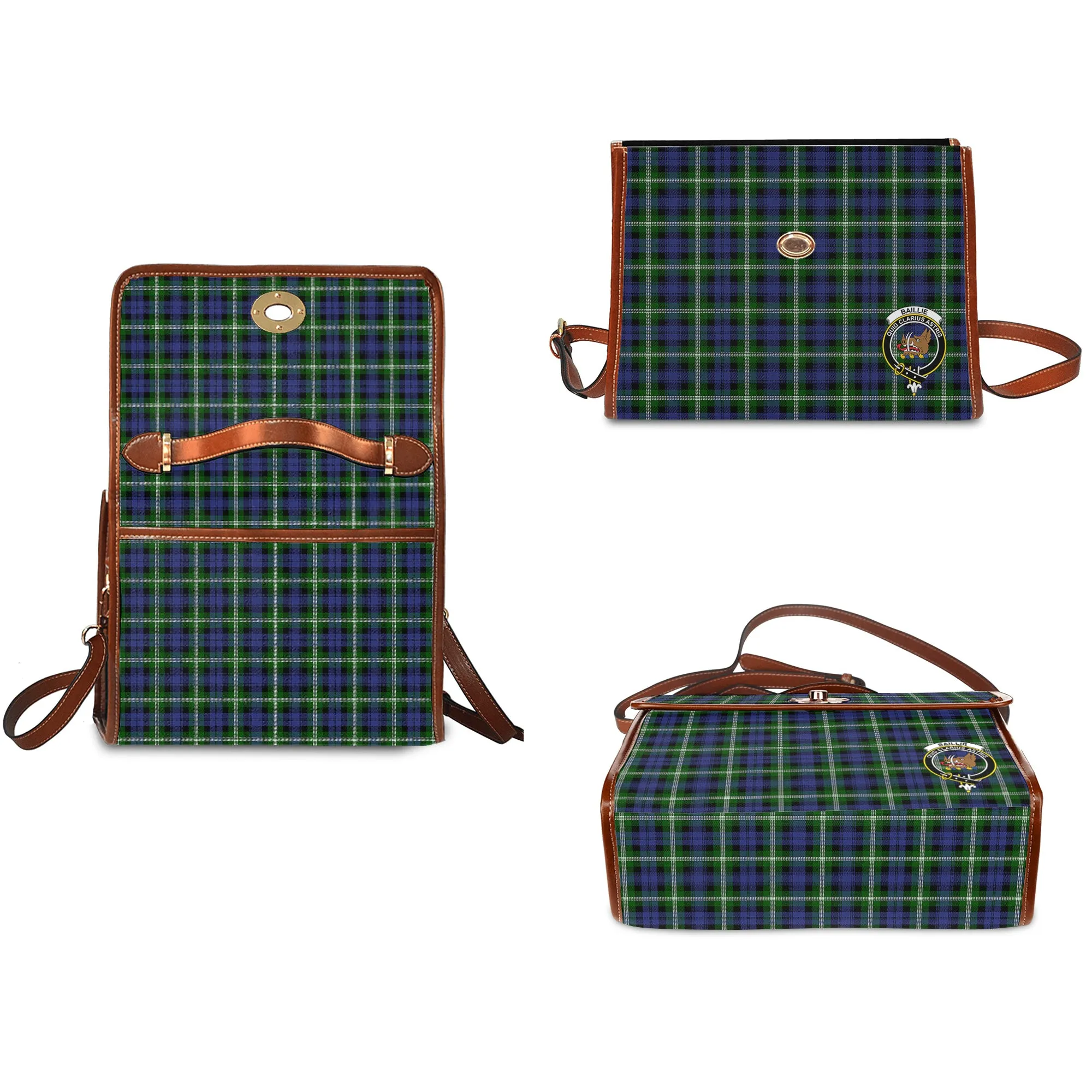 Baillie (Bailey) Tartan Waterproof Canvas Bag with Family Crest