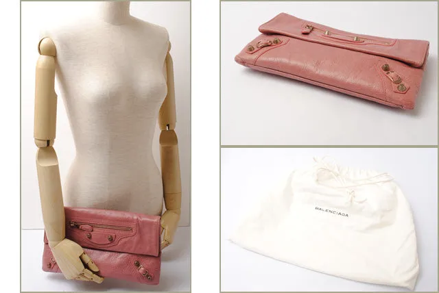 Balenciaga Giant Envelope Clutch Bag Vintage Pink/Gold Hardware