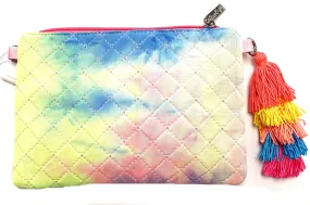 Bari Lynn Rainbow Quilted Crossbody/Clutch with Tassel - Neon Tie Dye