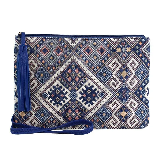 BCL16063 Monogrammable Embroidered Clutch/Crossbody Bag with Tassel