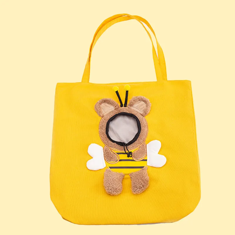 Bee Out Cute Canvas Pet Bag | Cute Bee-Shaped Pet Canvas Shoulder Carrier