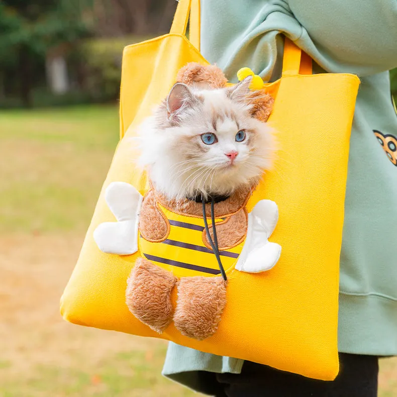 Bee Out Cute Canvas Pet Bag | Cute Bee-Shaped Pet Canvas Shoulder Carrier