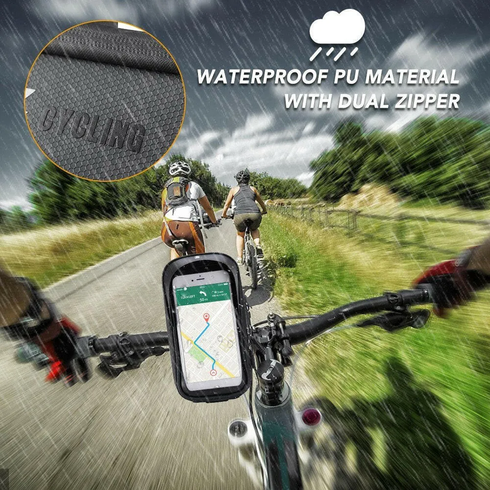 Bicycle Handlebar Phone Mount Bag Waterproof Cycling Front Frame Top Tube Bag Pannier with Touchscreen Phone Holder Case Bike Tool Storage Bag Pack