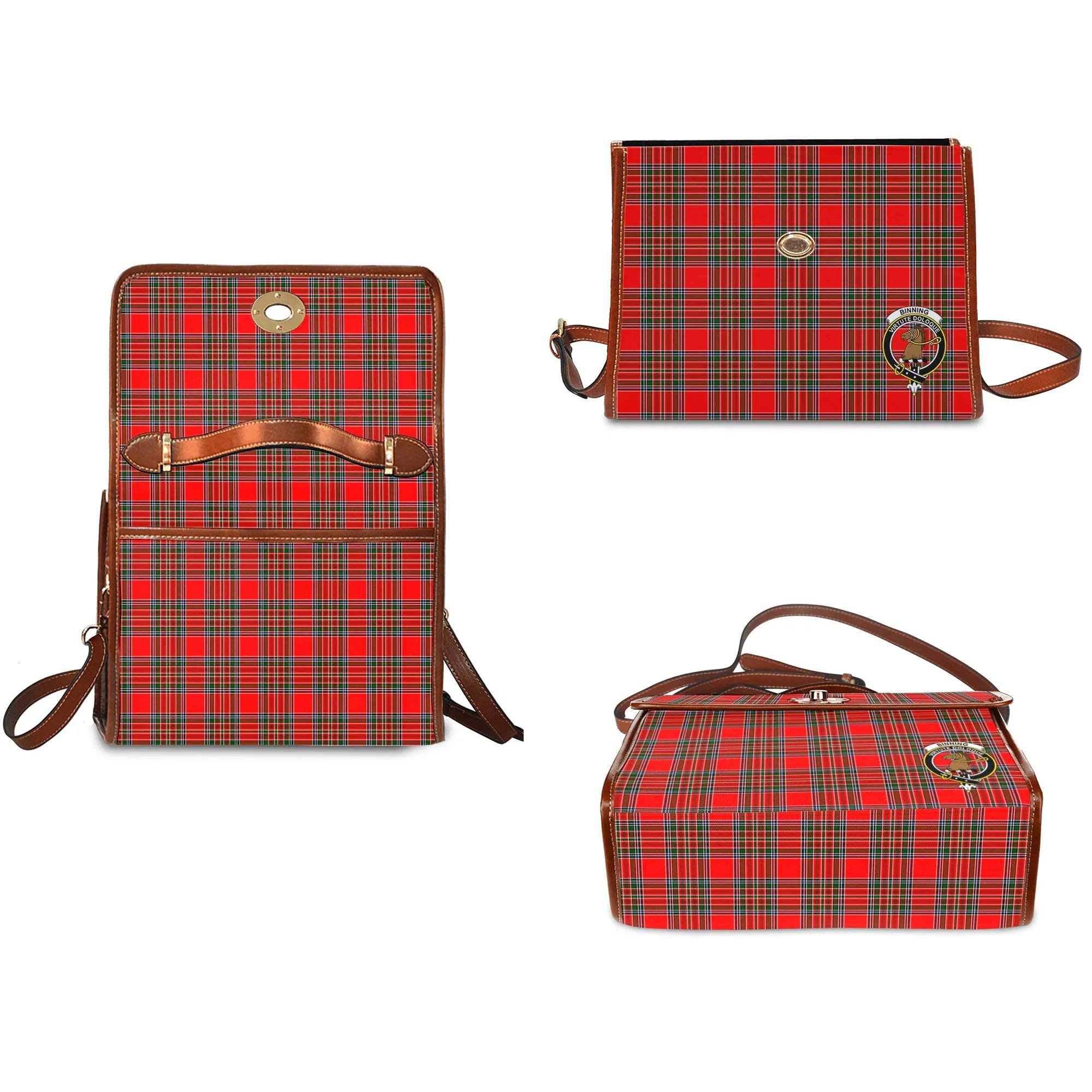 Binning Tartan Waterproof Canvas Bag with Family Crest