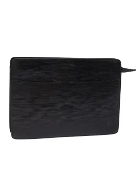 Black Epi Leather Clutch Bag with Surface Rubbing and Scratches