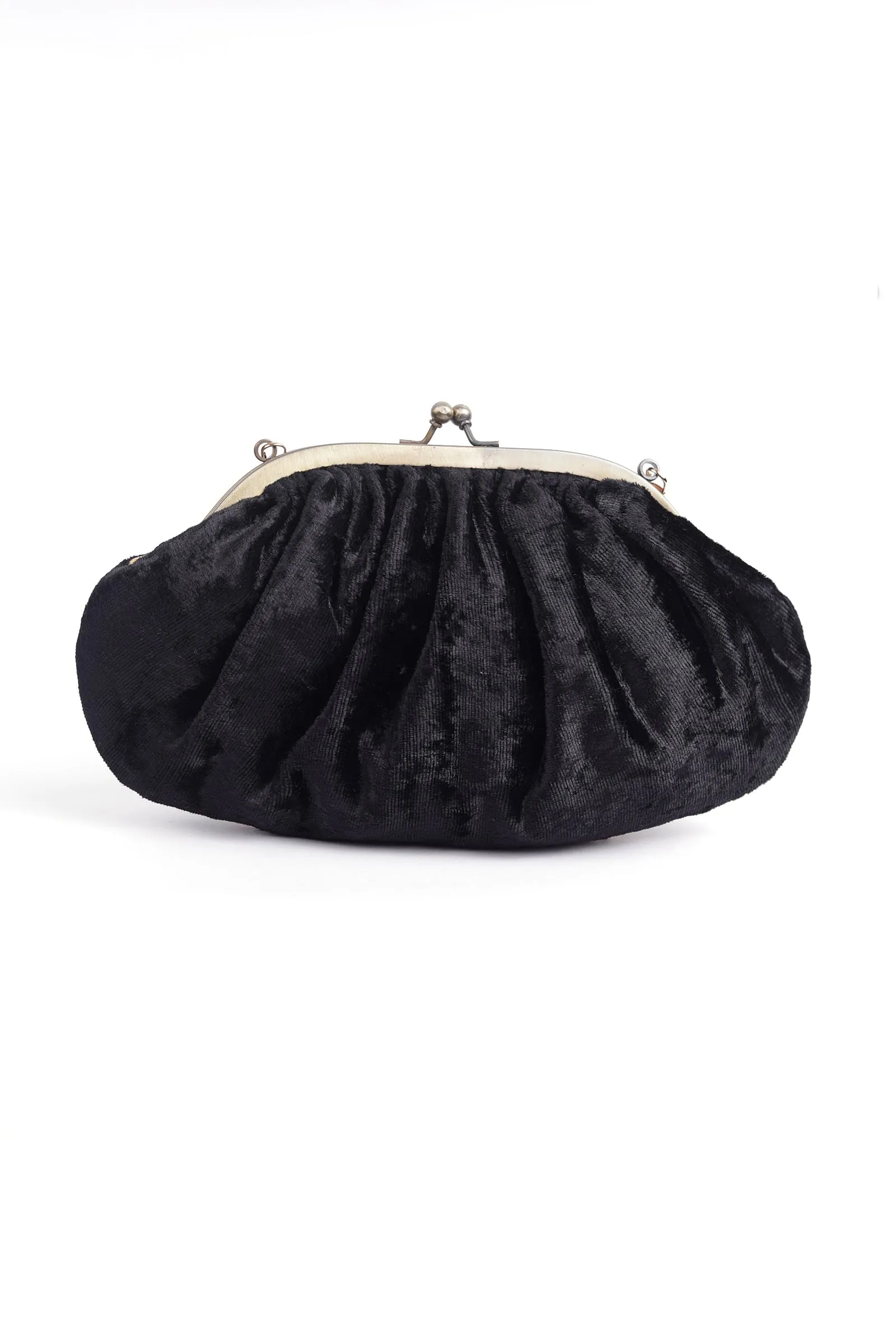 Black gathered clutch