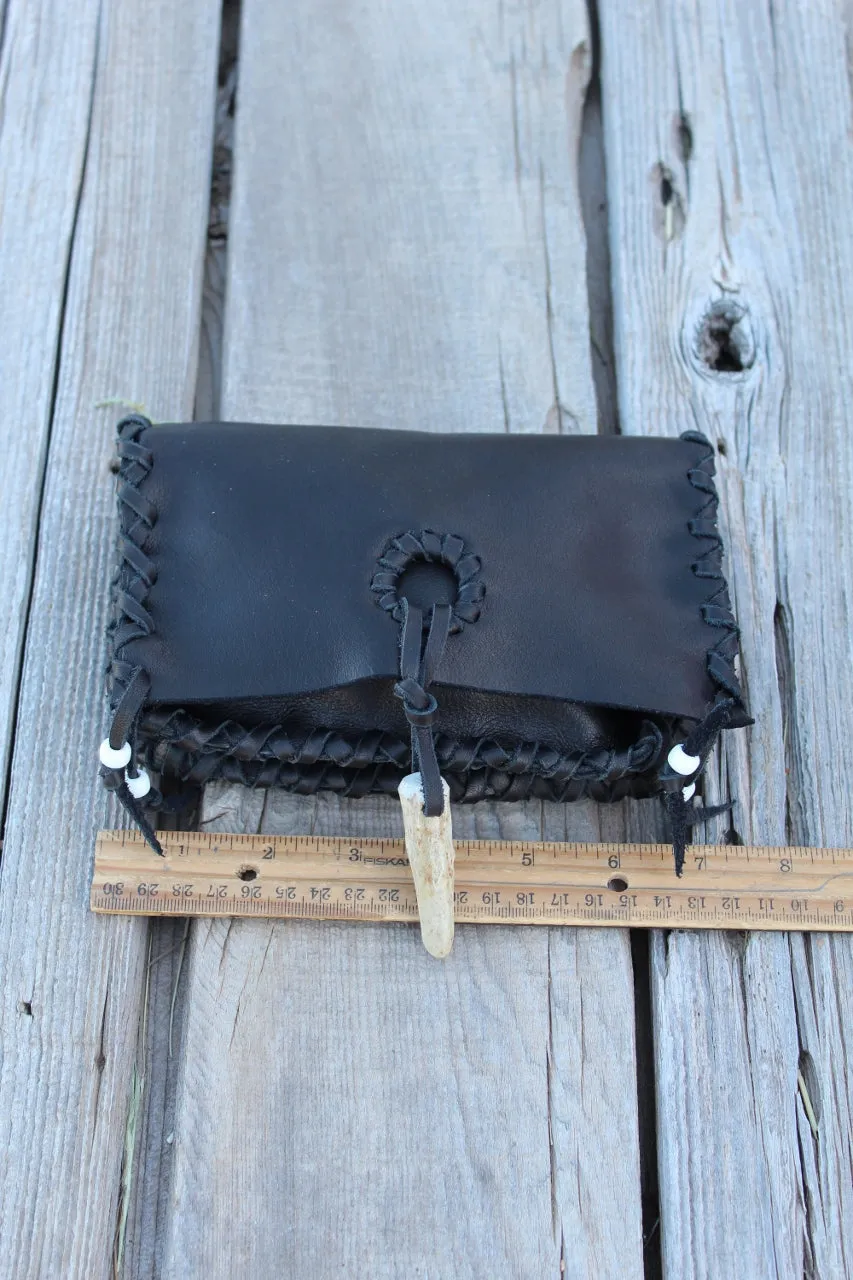 Black leather clutch, leather wallet