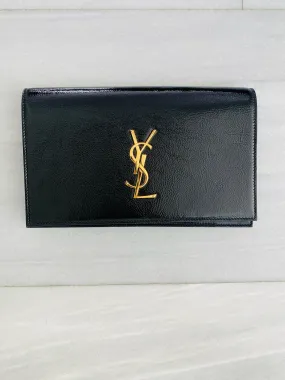 Black Logo Patent Clutch