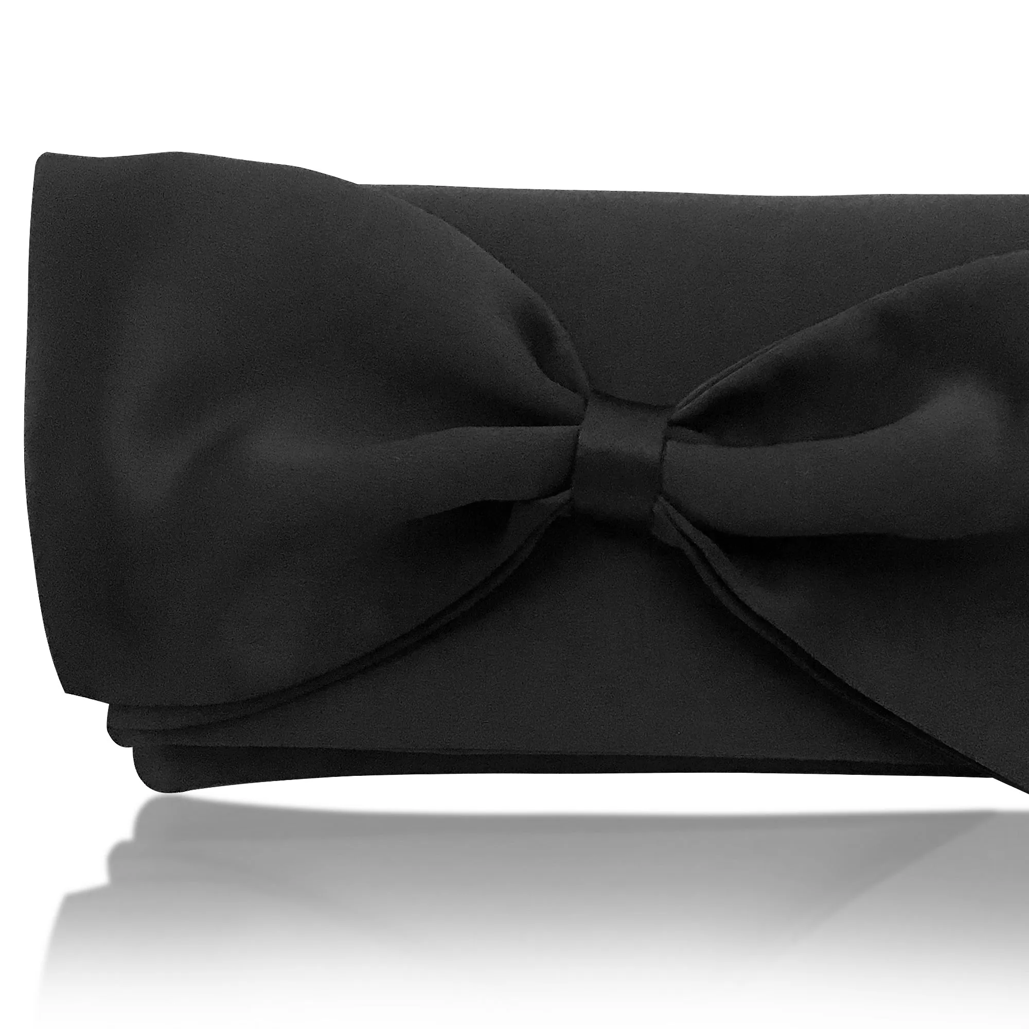 Black satin bow clutch handbag QUINN