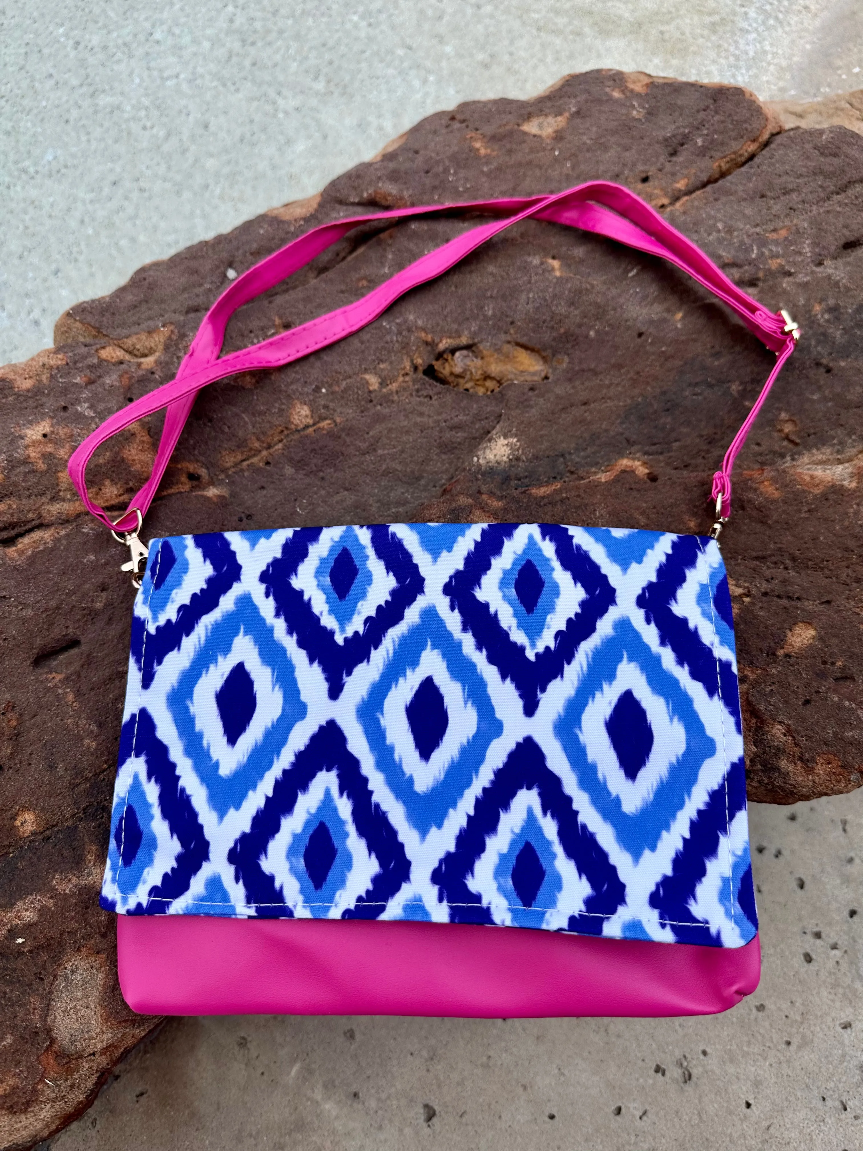 Blue Ikat Convertible Clutch