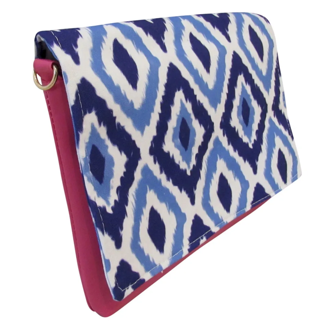 Blue Ikat Convertible Clutch