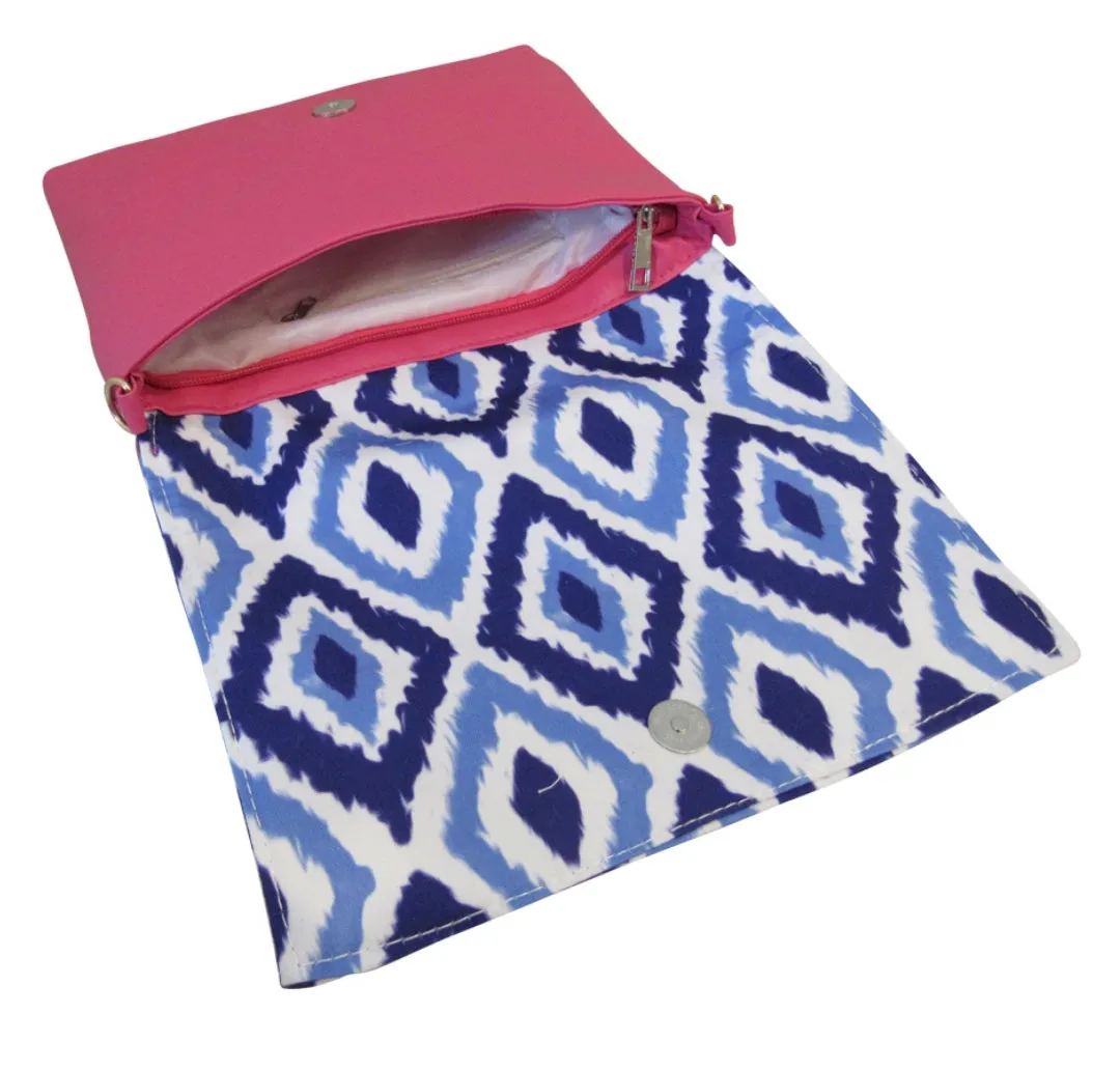 Blue Ikat Convertible Clutch