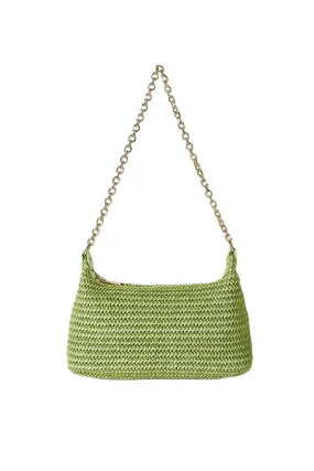 Boho Straw Shoulder Bag (Apple Green)