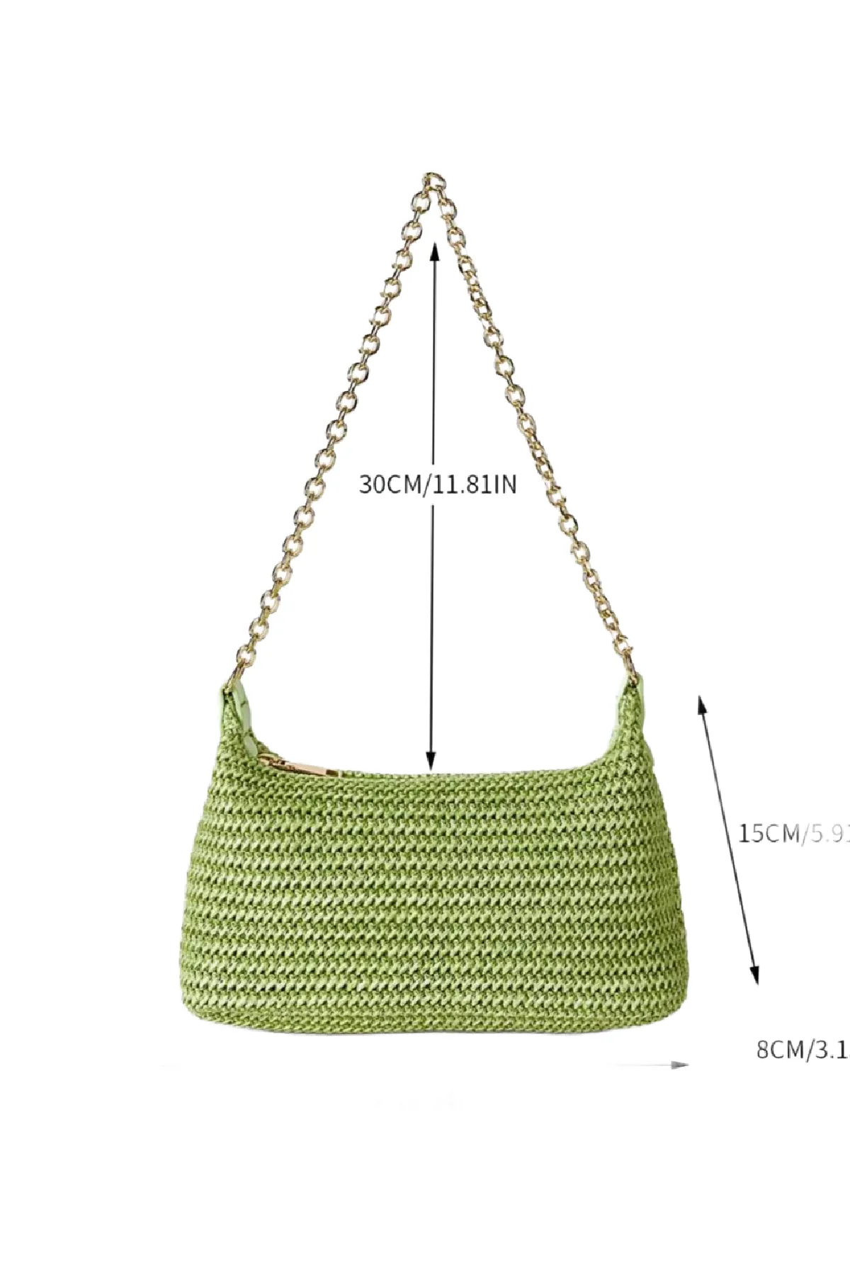 Boho Straw Shoulder Bag (Apple Green)