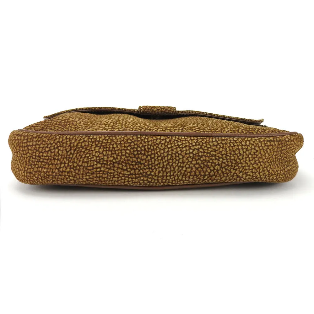 BORBONESE Suede Leather Clutch Bag Brown