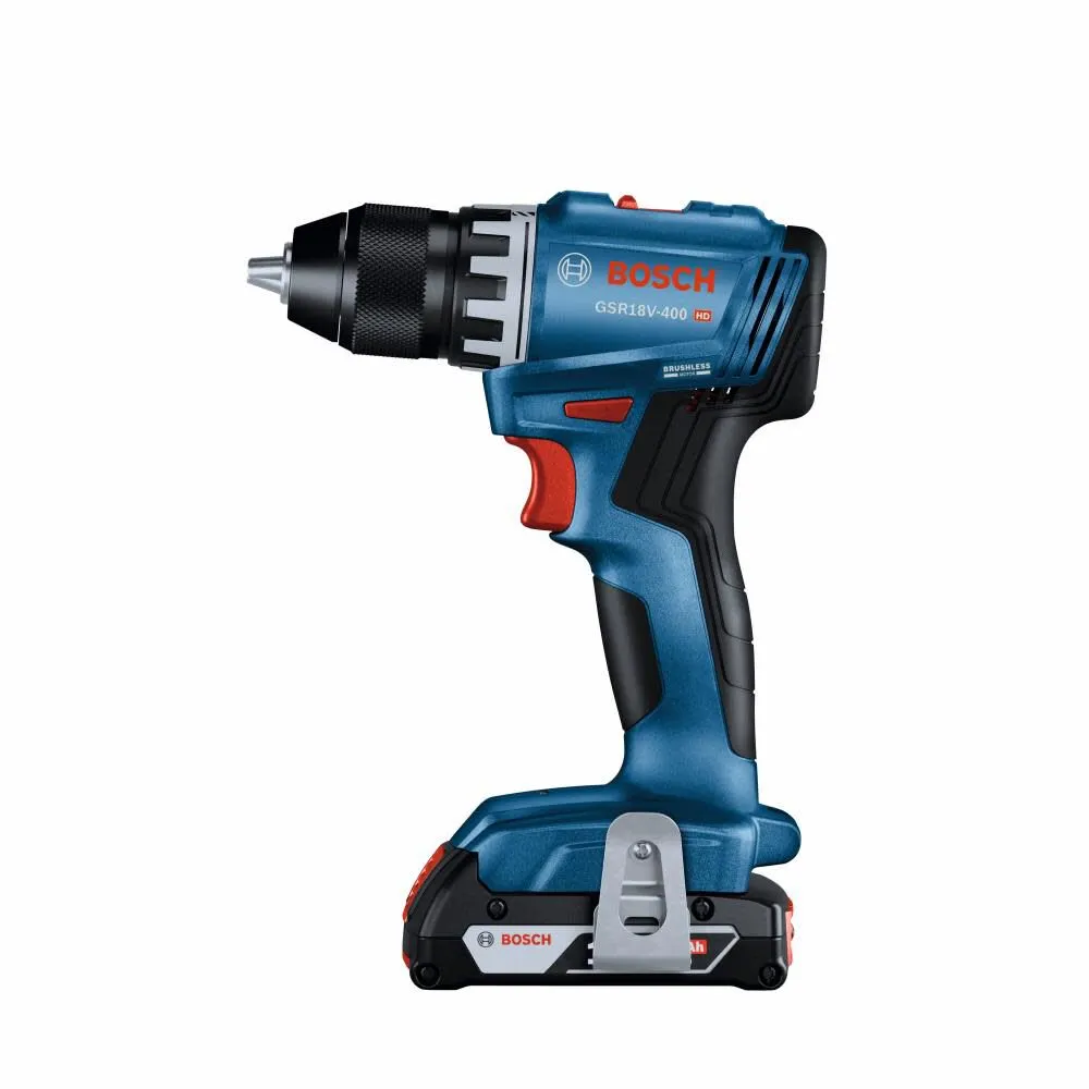 Bosch GSR18V-400B12 18V Compact Brushless 1/2" Drill/Driver Kit with (1) 2.0 Ah SlimPack Battery