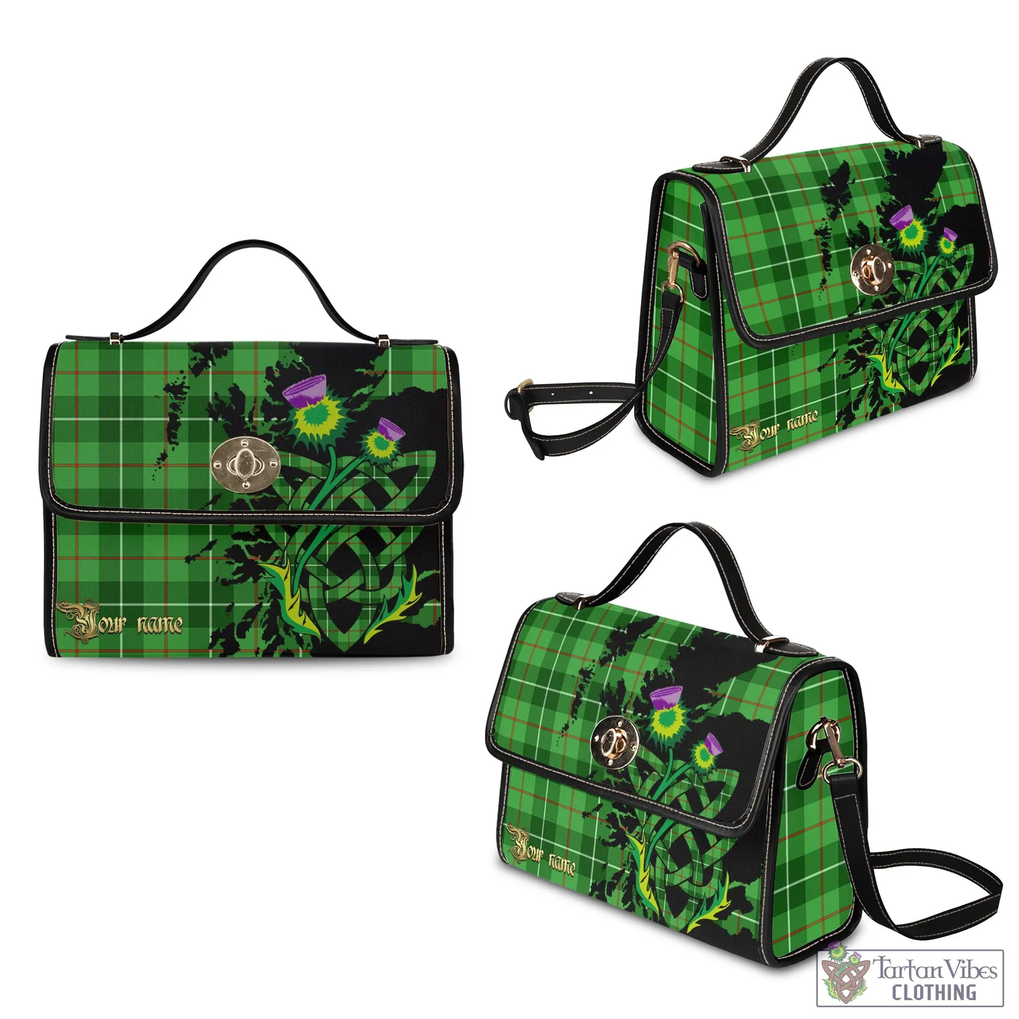 Boyle Tartan Waterproof Canvas Bag with Scotland Map and Thistle Celtic Accents