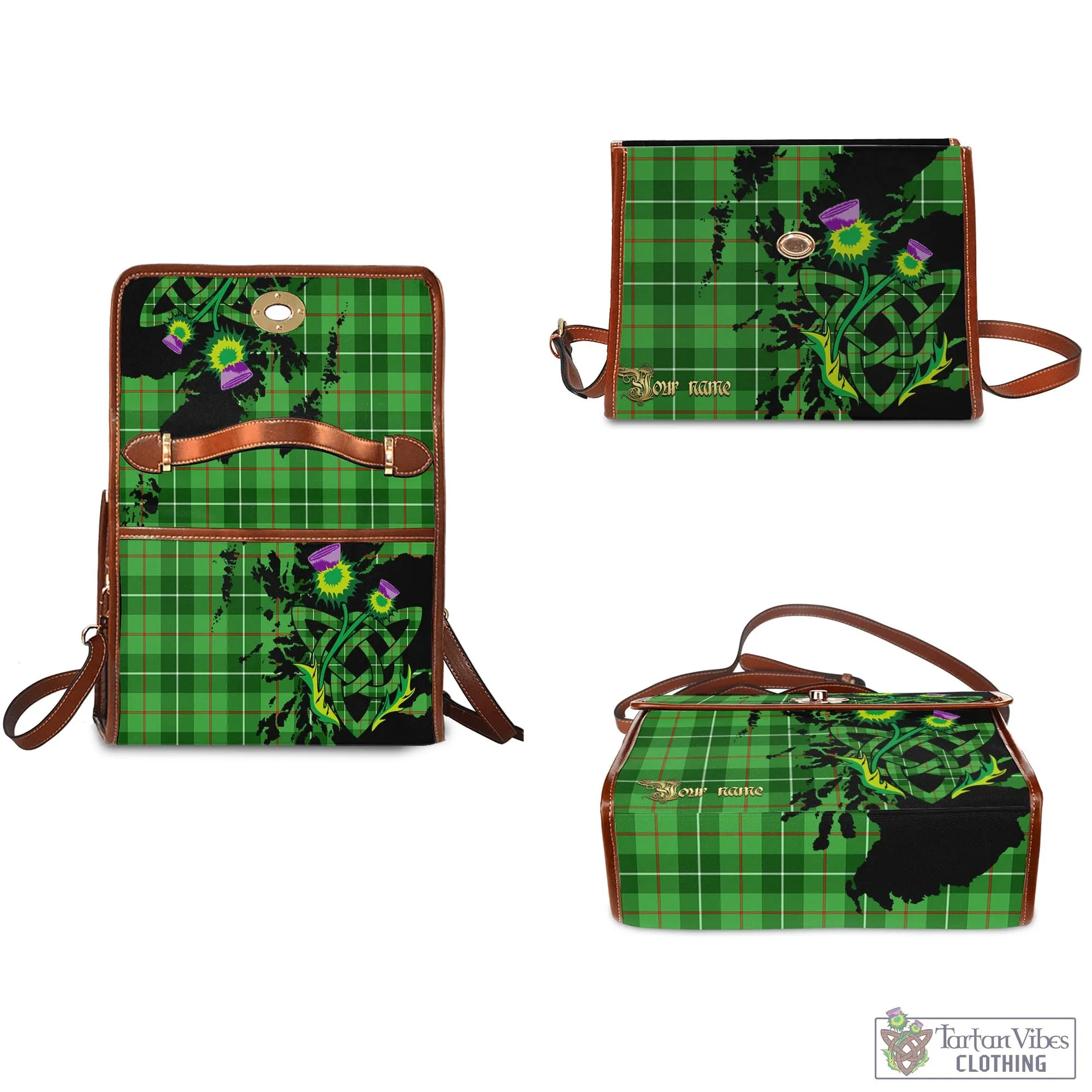 Boyle Tartan Waterproof Canvas Bag with Scotland Map and Thistle Celtic Accents