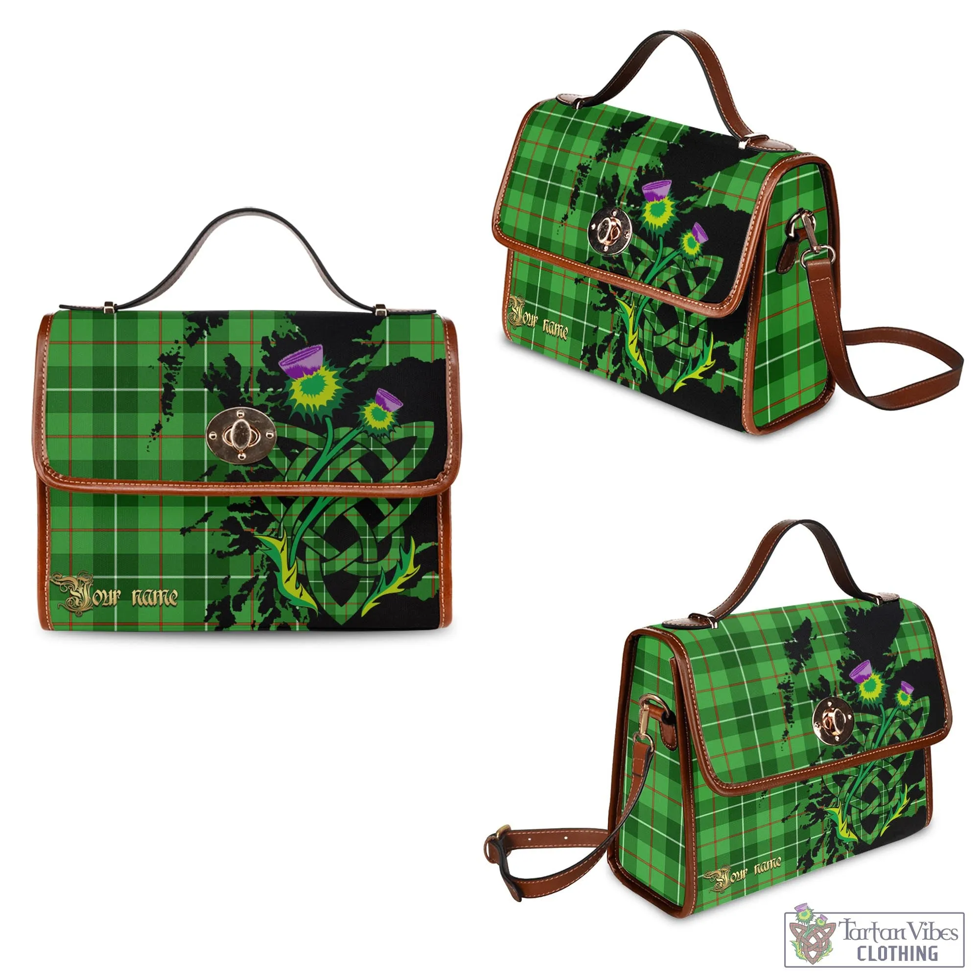 Boyle Tartan Waterproof Canvas Bag with Scotland Map and Thistle Celtic Accents