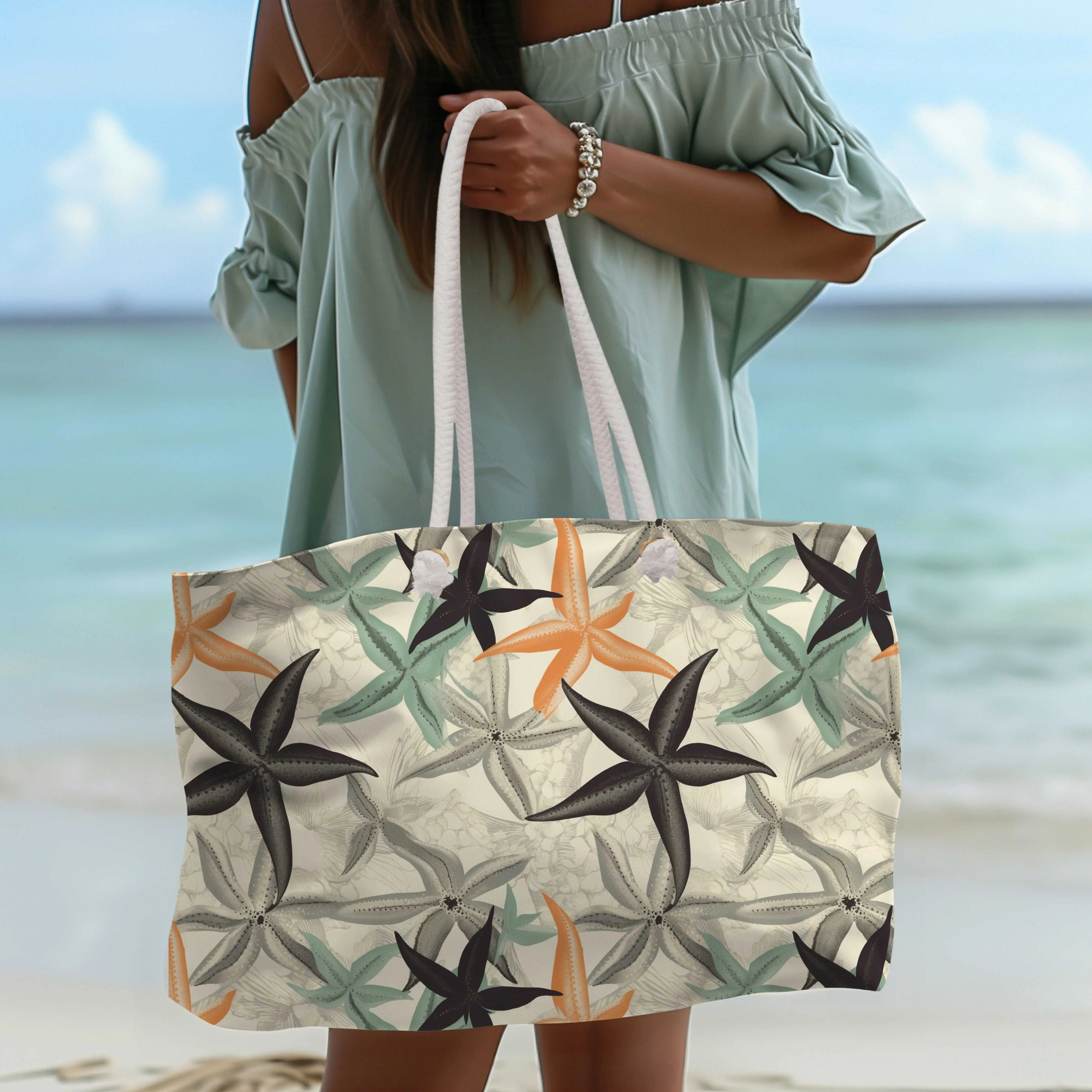 Canvas Weekender Tote Bag - Starfish Galore!