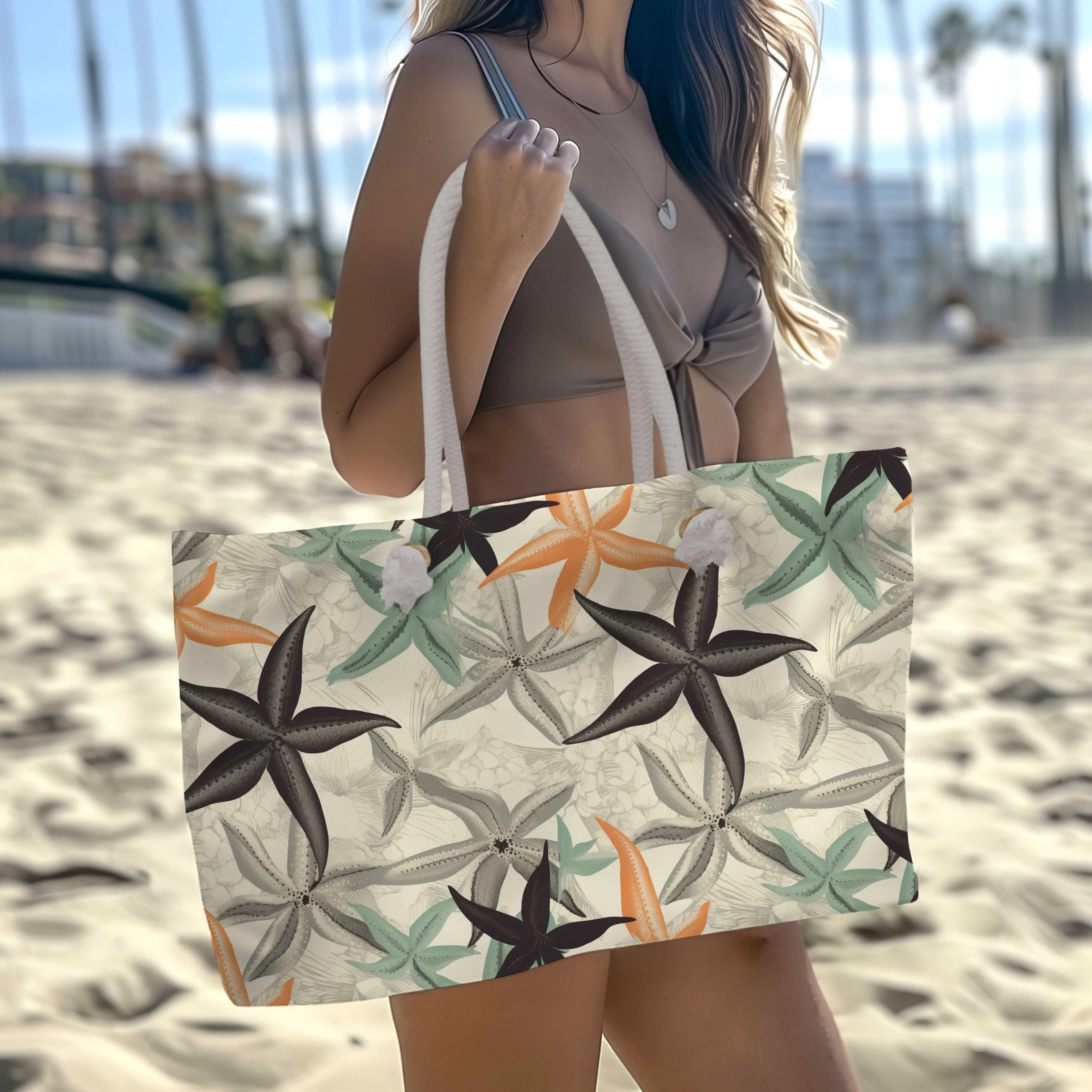 Canvas Weekender Tote Bag - Starfish Galore!