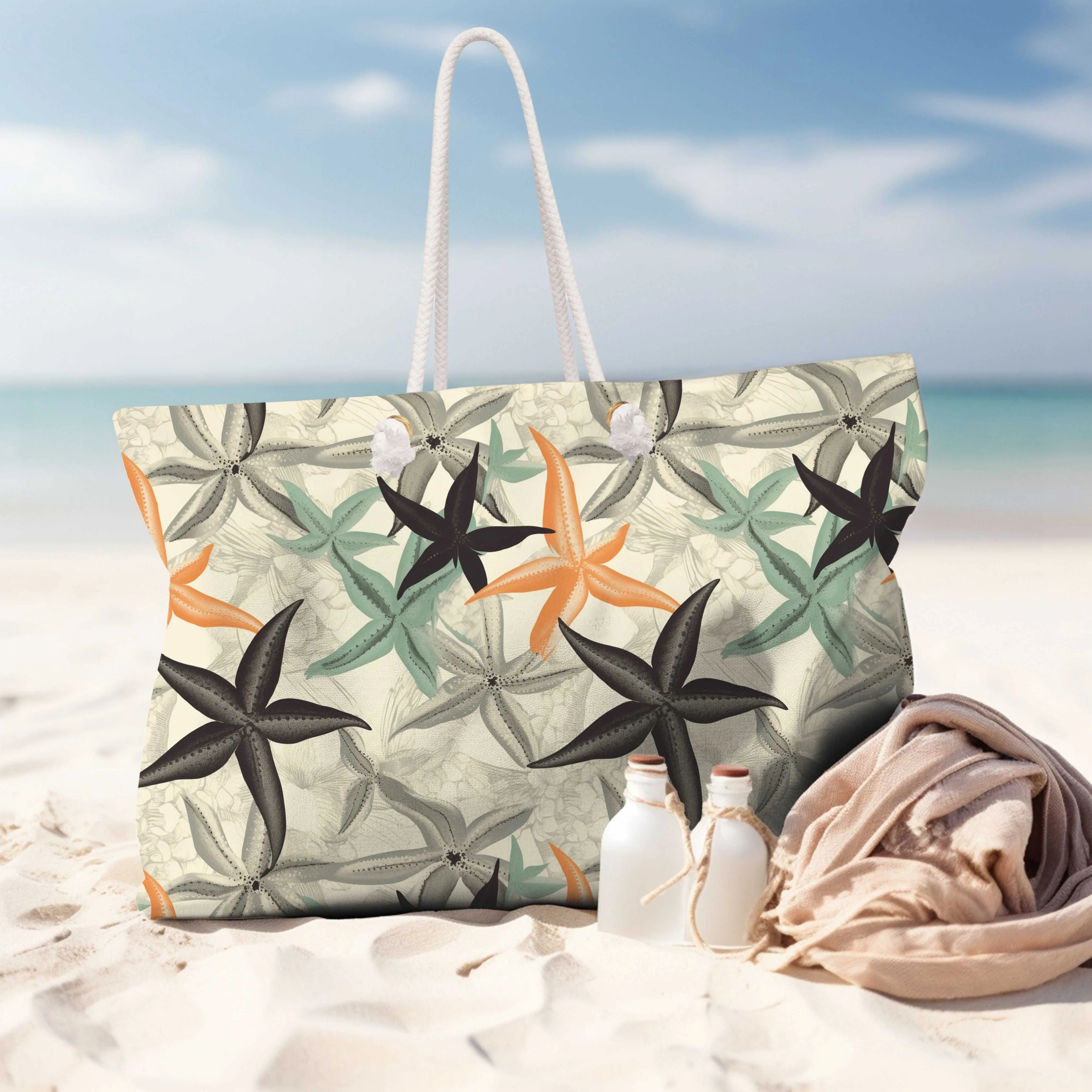 Canvas Weekender Tote Bag - Starfish Galore!