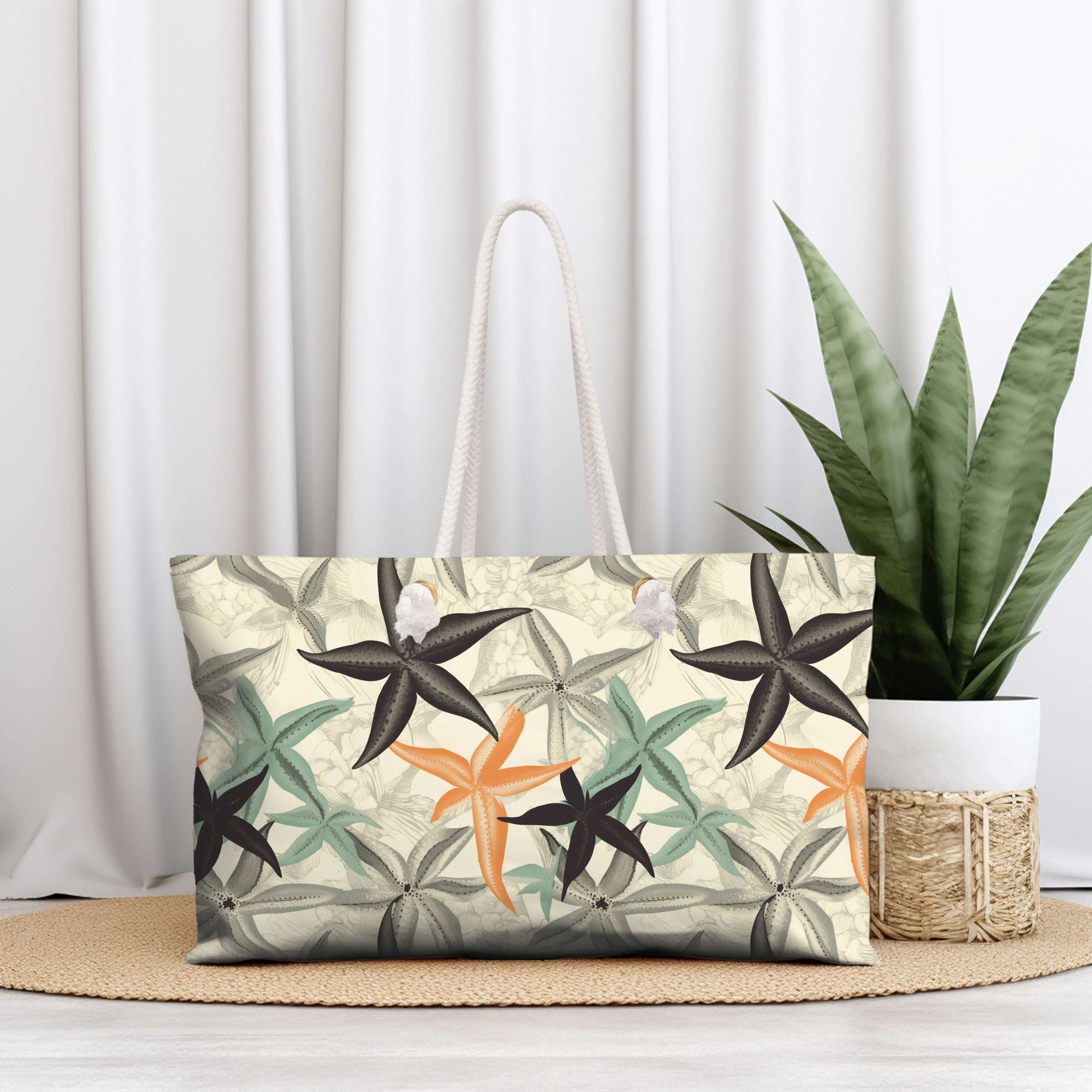 Canvas Weekender Tote Bag - Starfish Galore!