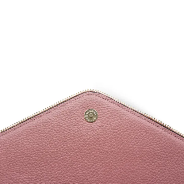 CASTLECRAG - Dusty Rose Pink Genuine Leather Clutch with Zipper Detailing