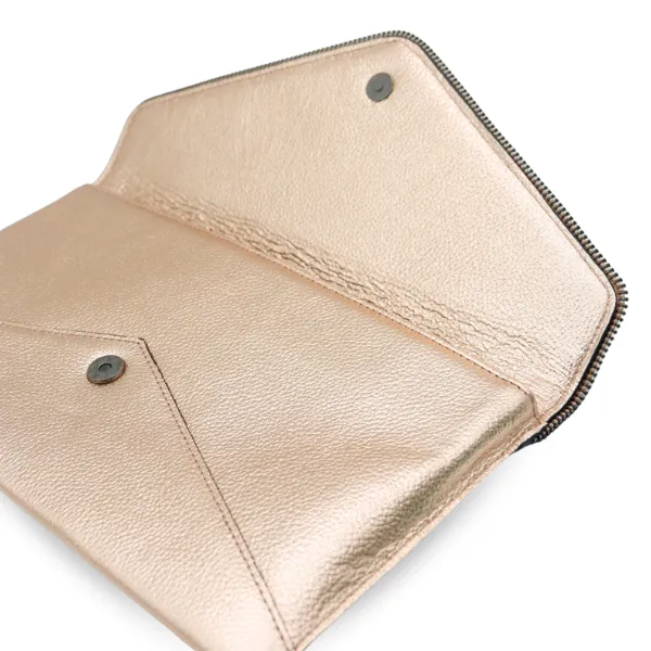 CASTLECRAG - Womens Rose Gold Leather Envelope Clutch Bag Evening Pouch