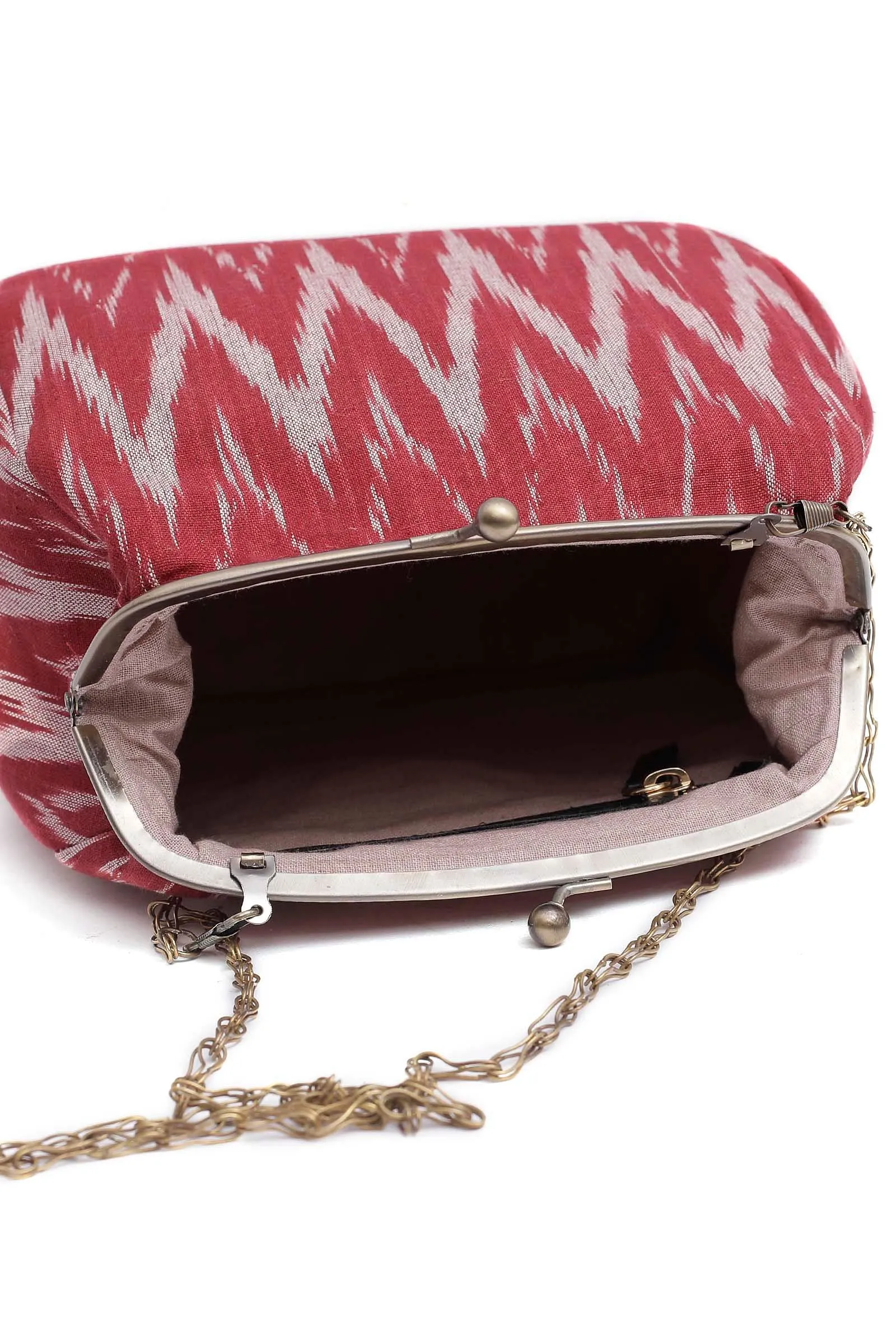 Cherry Red Ikat Clutch Bag